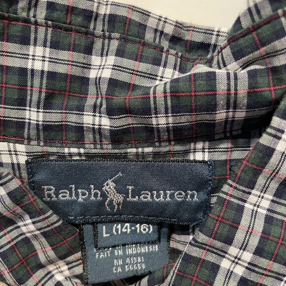Polo Ralph Lauren Long Sleeve Button Down Shirt Boys Large (14-16) Plaid - Picture 6 of 7
